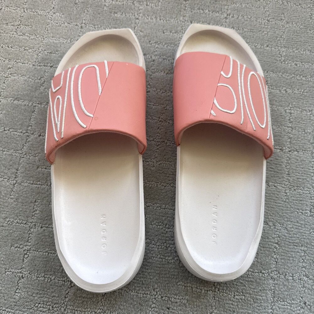 Nike White Pink Air Jordan Slides | Size 10